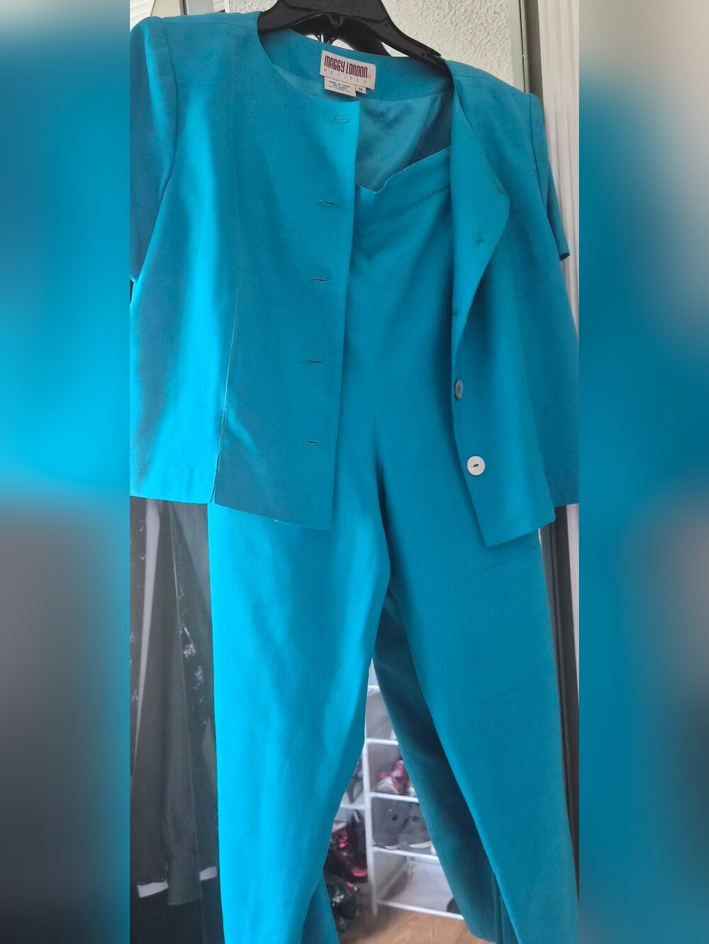 Maggy London Teal Two-Piece Pantsuit